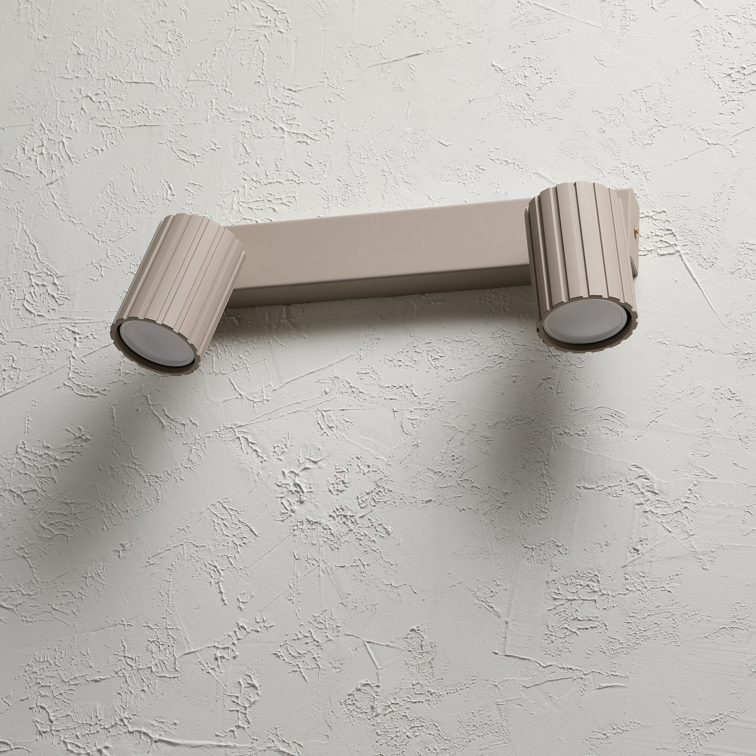 Lamkur Strahler Prisma beige Stahl B/H/L: ca. 6,5x16,5x30 cm 2 Brennstellen