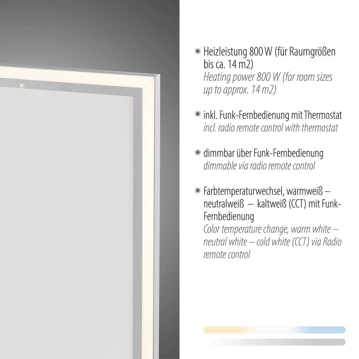 Just Light LED-Deckenleuchte mit Heizfunktion BEROA 18069-16 weiß Kunststoff Metall B/H/T: ca. 60x6,8x120 cm 1 Brennstellen