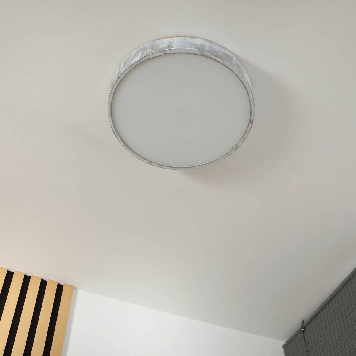 Lamkur Deckenleuchte weiß hellbraun Holz Glas B/H/L: ca. 48,5x12x48,5 cm 3 Brennstellen