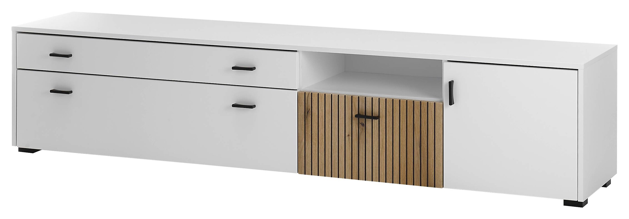 Lowboard Hudson weiß matt Eiche Evoke Coast Nachbildung B/H/T: ca. 200x44x42 cm