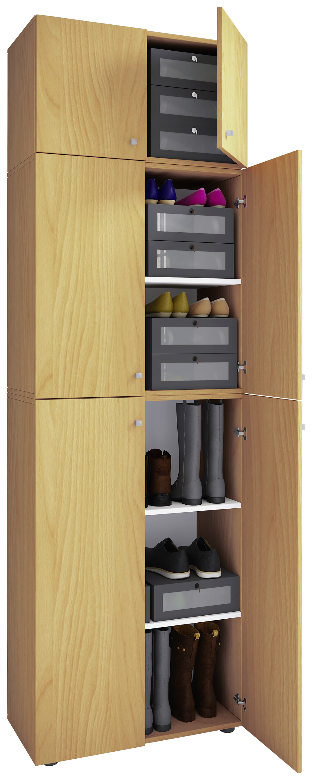 Schuhschrank Lona buche weiß B/H/T: ca. 70x223x39 cm