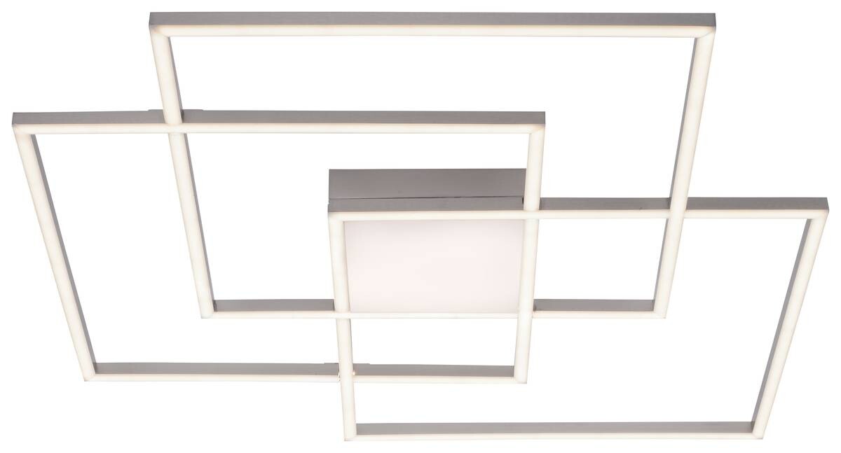 Just Light LED-Deckenleuchte AMIN 14713-55 stahlfarbig Edelstahl Kunststoff Aluminium B/H/T: ca. 75x6x75 cm 4 Brennstellen