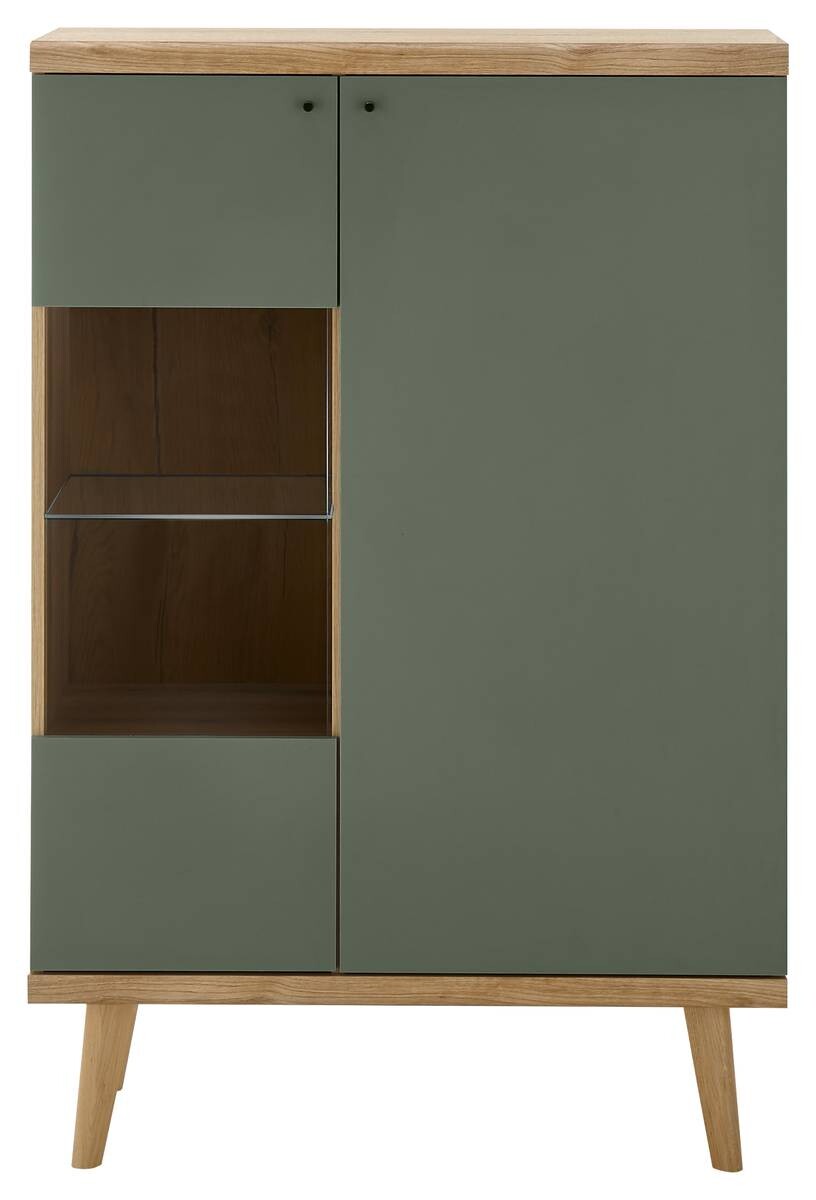 Vitrine Alva Eiche Evoke Coast Nachbildung salbei B/H/T: ca. 90x134x40 cm