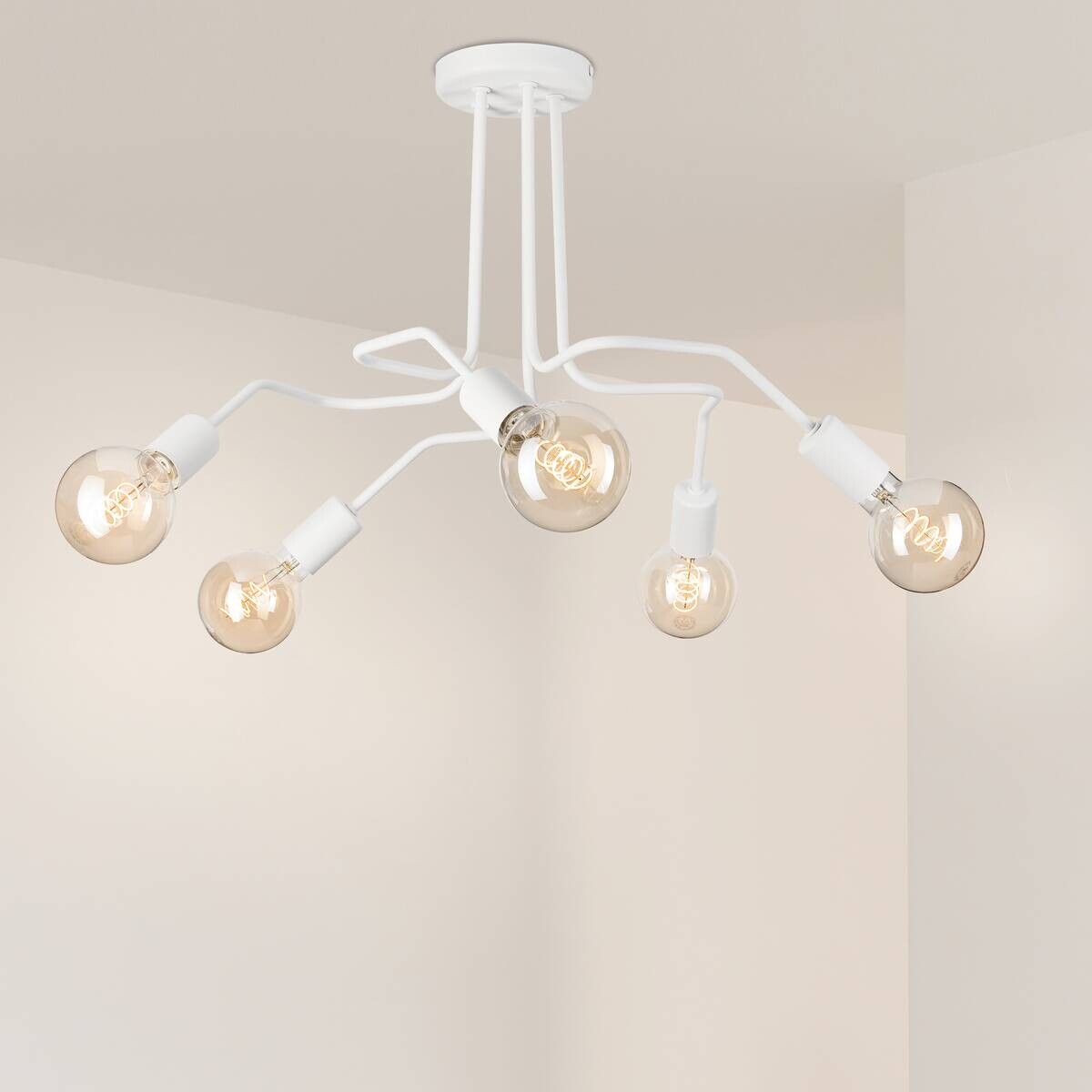 Lamkur Deckenleuchte Domino weiß Stahl H/L: ca. 40x59 cm E27 5 Brennstellen