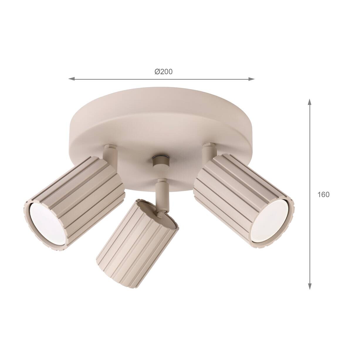 Lamkur Strahler Prisma beige Stahl B/H/L: ca. 18x19,5x18 cm 3 Brennstellen