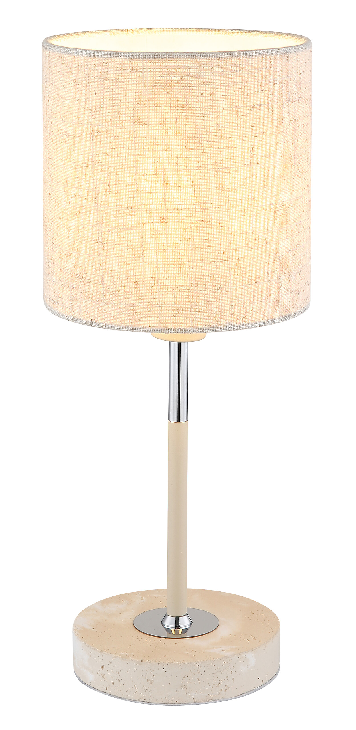 Tischleuchte sand Metall Textil H/D: ca. 35x15 cm E14 1 Brennstellen