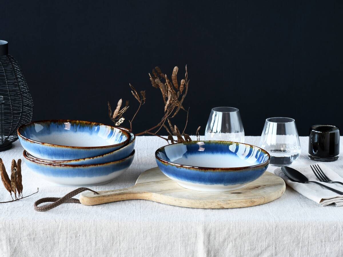CreaTable Schüssel-Set Cascade blau Steinzeug