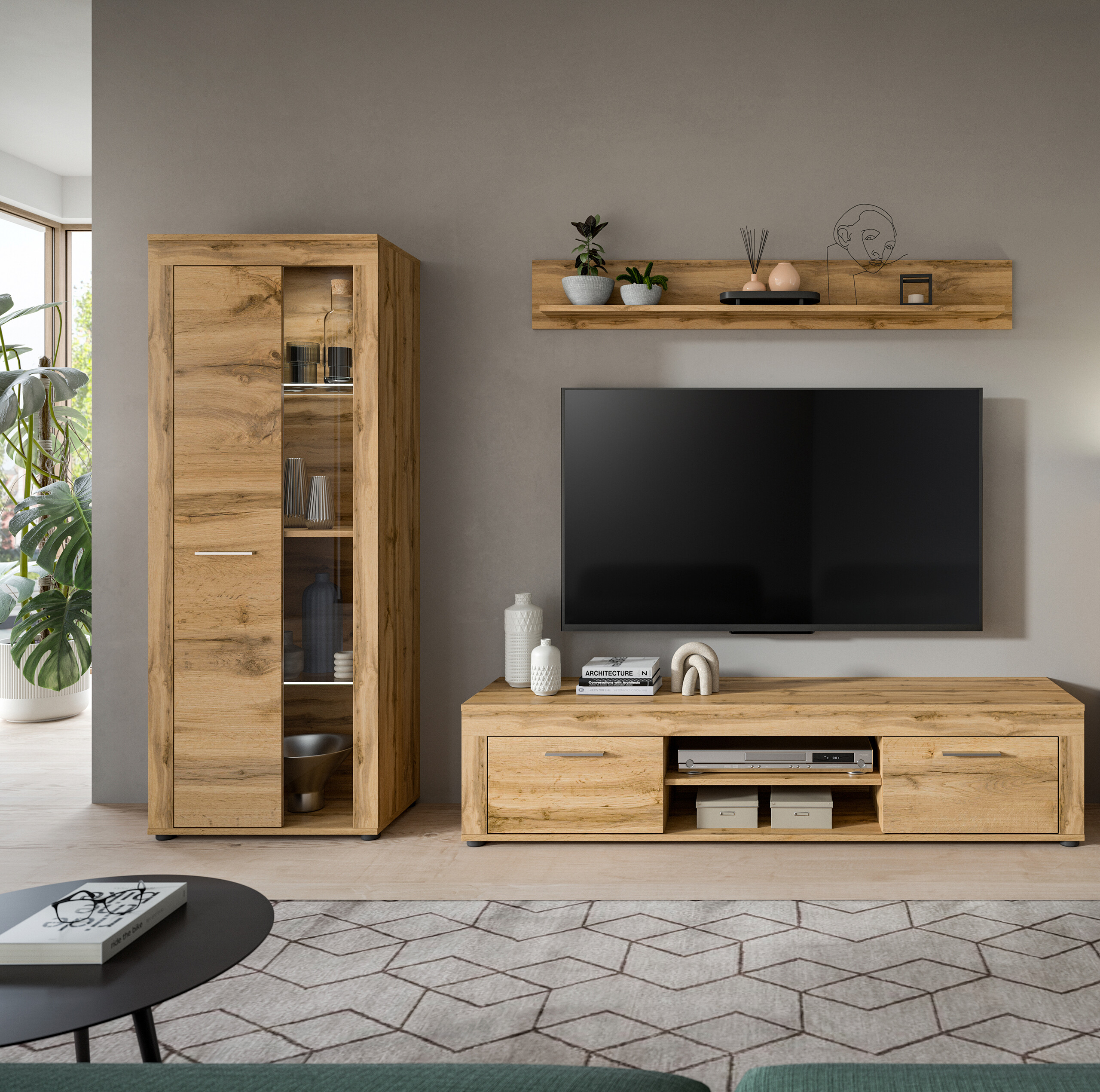 Wohnwand Jam Eiche Wotan Nachbildung B/H/T: ca. 235x159x35 cm