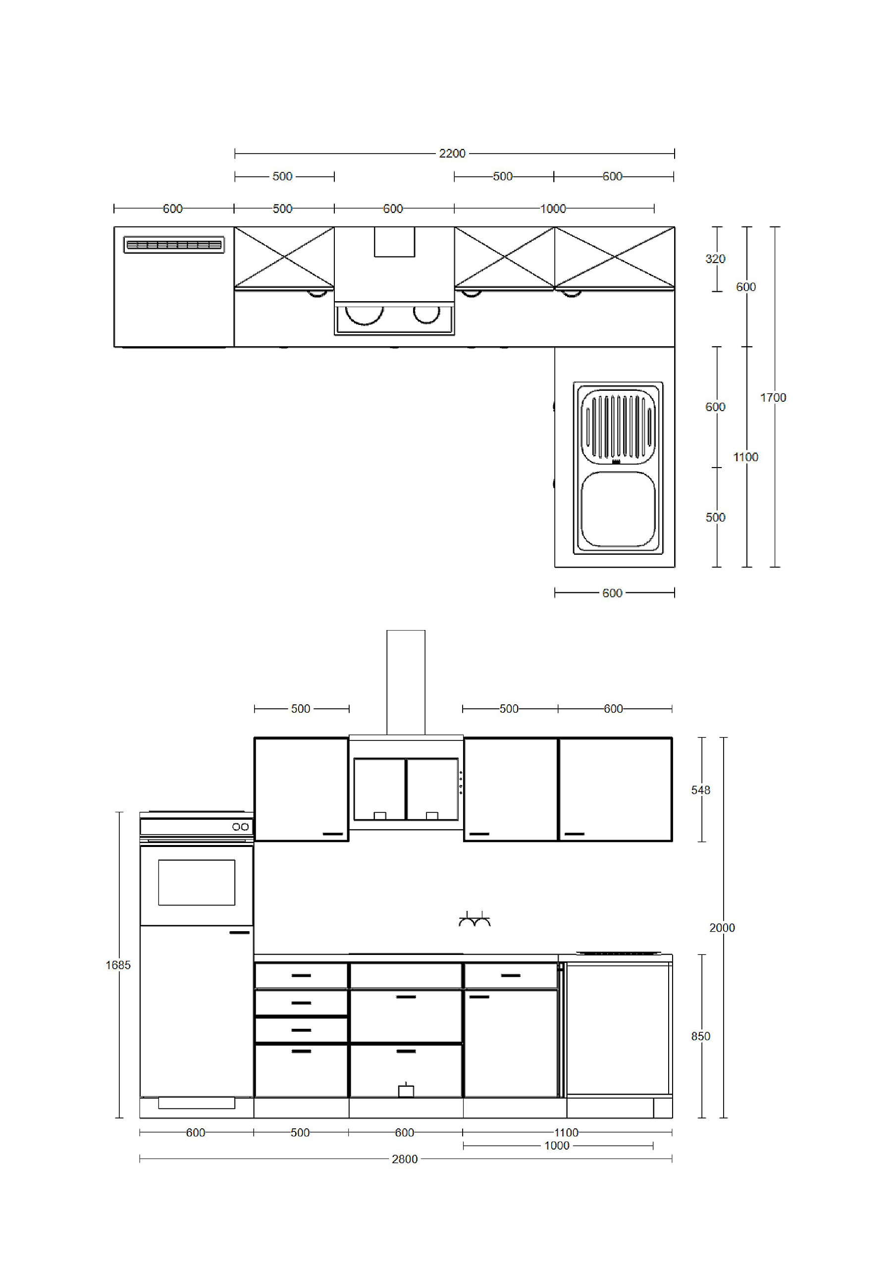 Winkelküche Samoa weiß B/H/T: ca. 280x200x60 cm