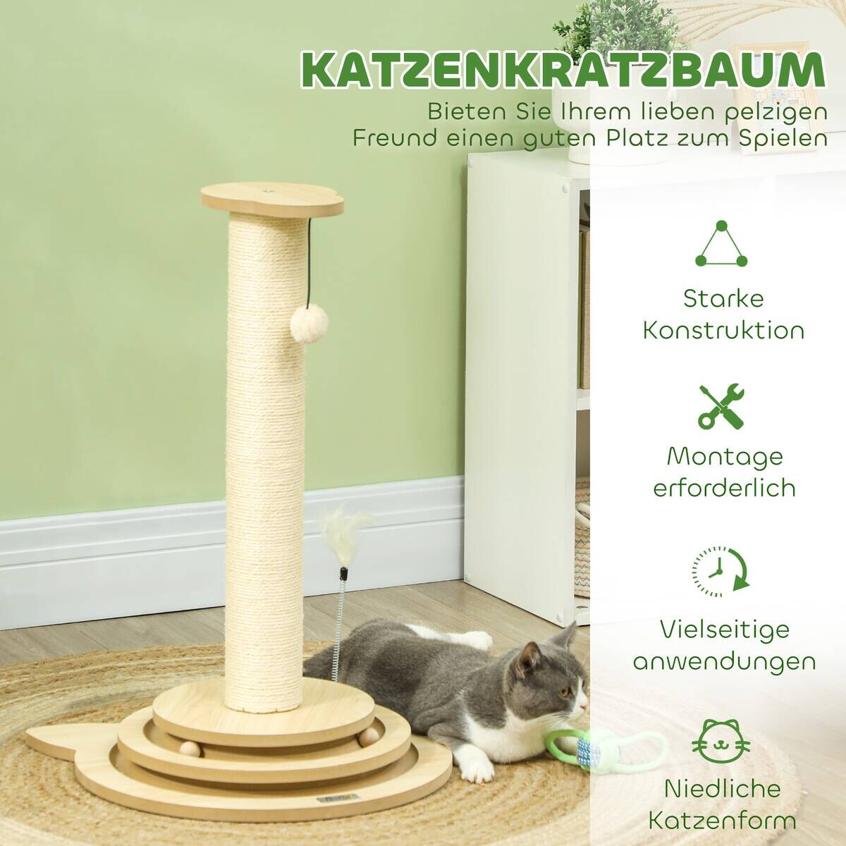 PawHut Kratzstamm Eiche Sisal B/H/L: ca. 45x69x45 cm