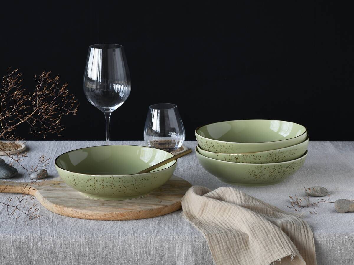 CreaTable Schüssel-Set Nature Collection Green grün Steinzeug