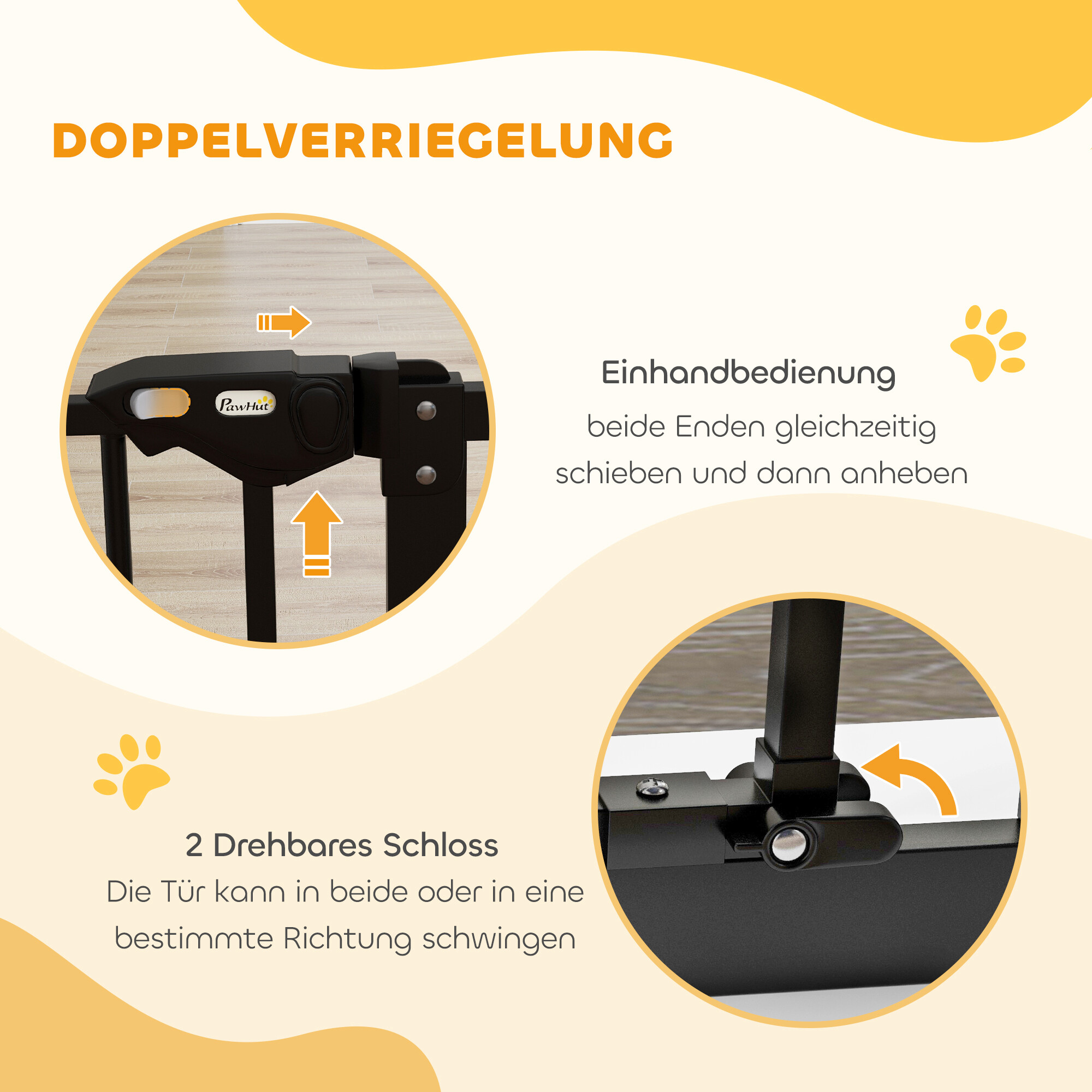 PawHut Türschutzgitter schwarz Kunststoff B/H/L: ca. 2x77x80 cm