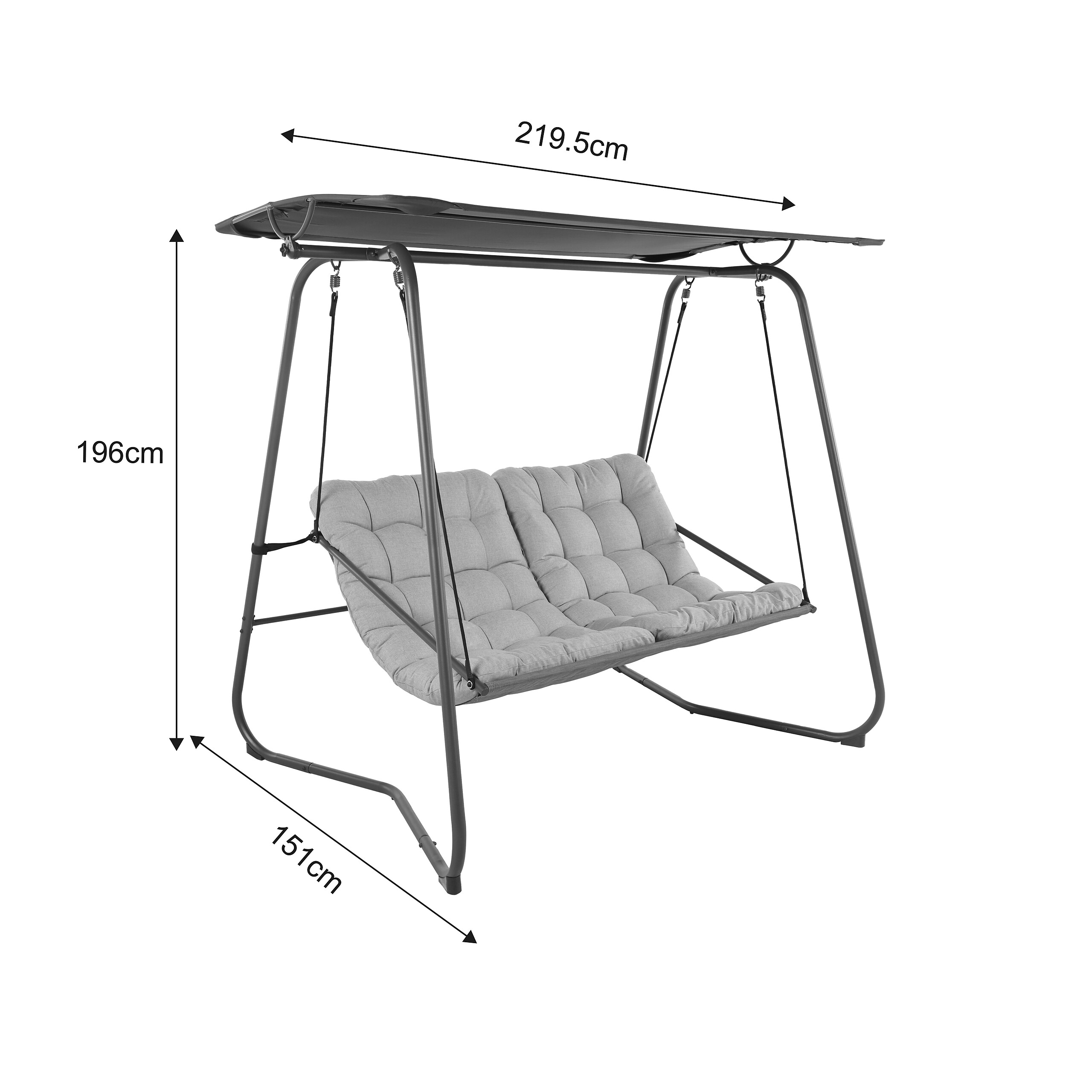 POCOline Hollywoodschaukel hellgrau Stahl B/H/L: ca. 151x195x220 cm