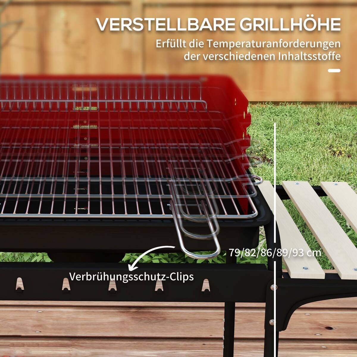 Outsunny Holzkohlegrill Metall B/H/L: ca. 47x95x103 cm