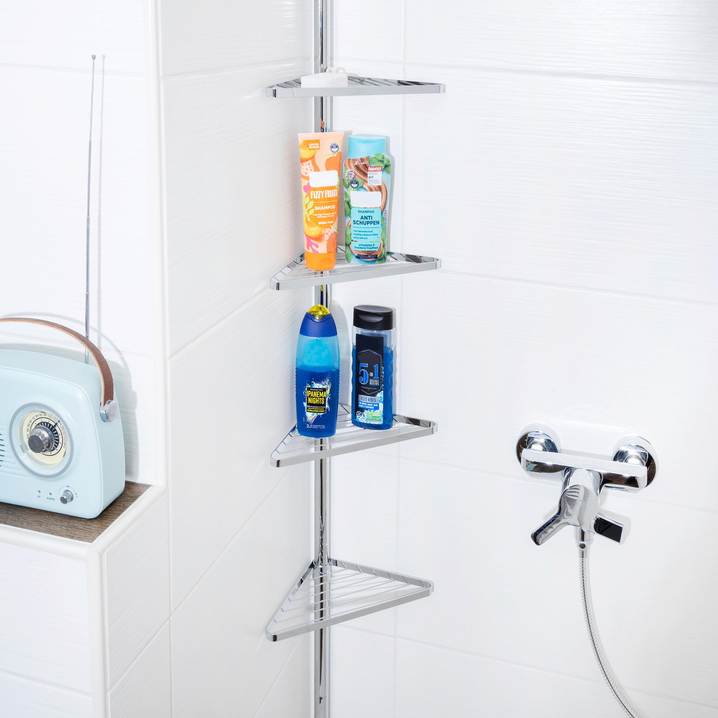 Teleskop-Duschecke silber Metall B/H/L: ca. 10x19x79 cm Teleskop-Duschecke silber Metall B/H/L: ca. 10x19x79 cm