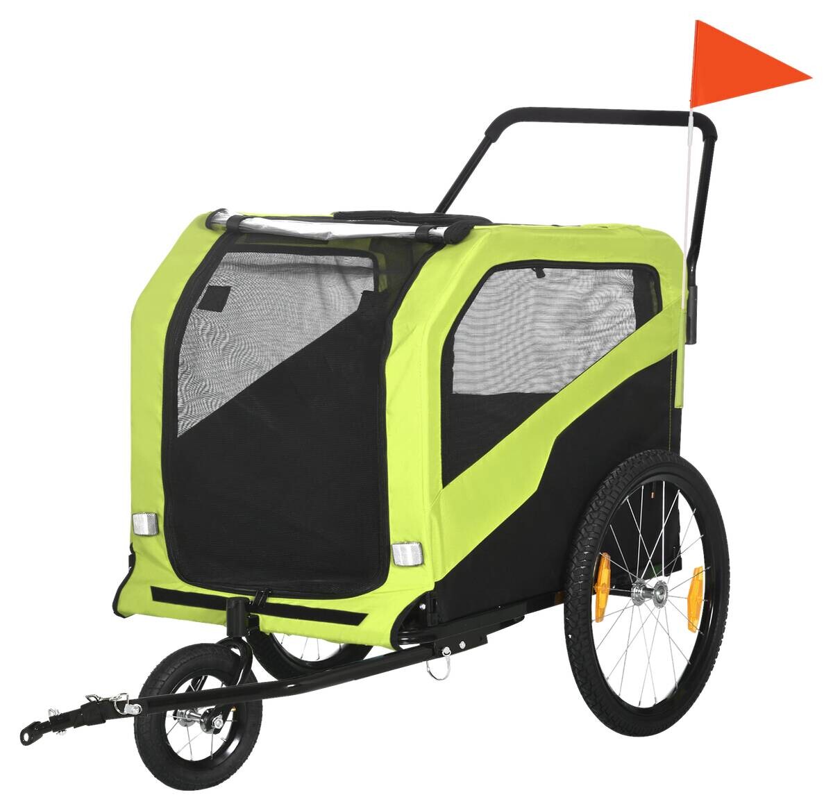 PawHut Hundeanhänger grün Stahl B/H/L: ca. 77x90x170 cm