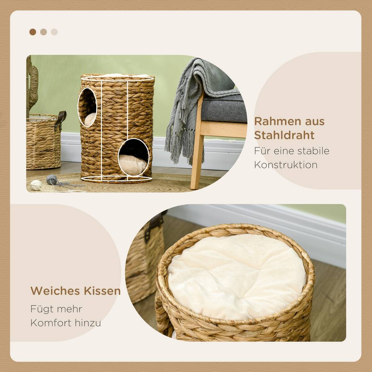 PawHut Katzen-Zubehör braun Polypropylen B/H/L: ca. 32x32x47 cm