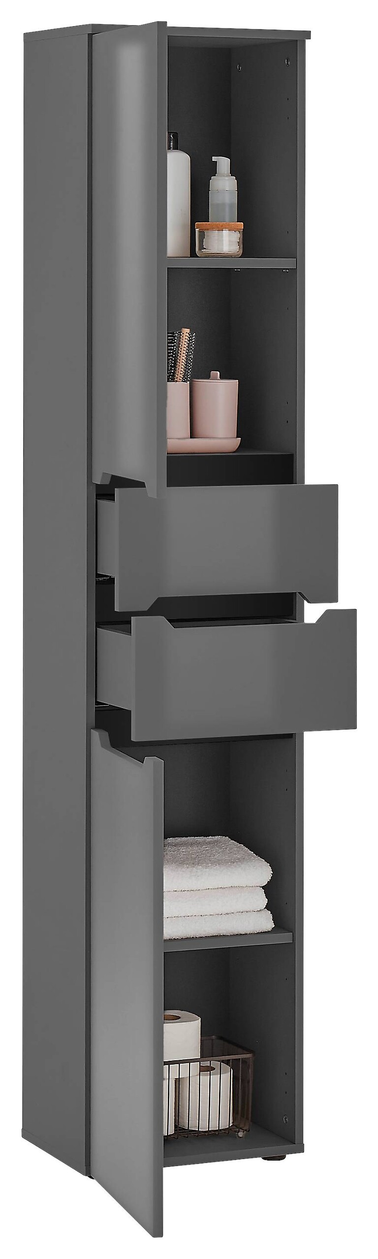 Hochschrank Ibiza anthrazit matt anthrazit Hochglanz B/H/T: ca. 40x190x30 cm