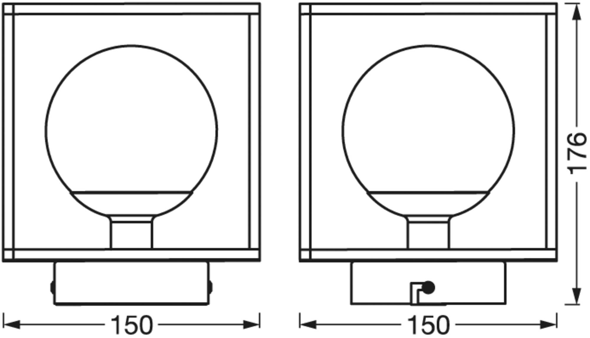 LEDVANCE Badezimmer-Wandleuchte Square schwarz weiß Metall Glas B/H/L: ca. 15x17,5x15 cm G9
