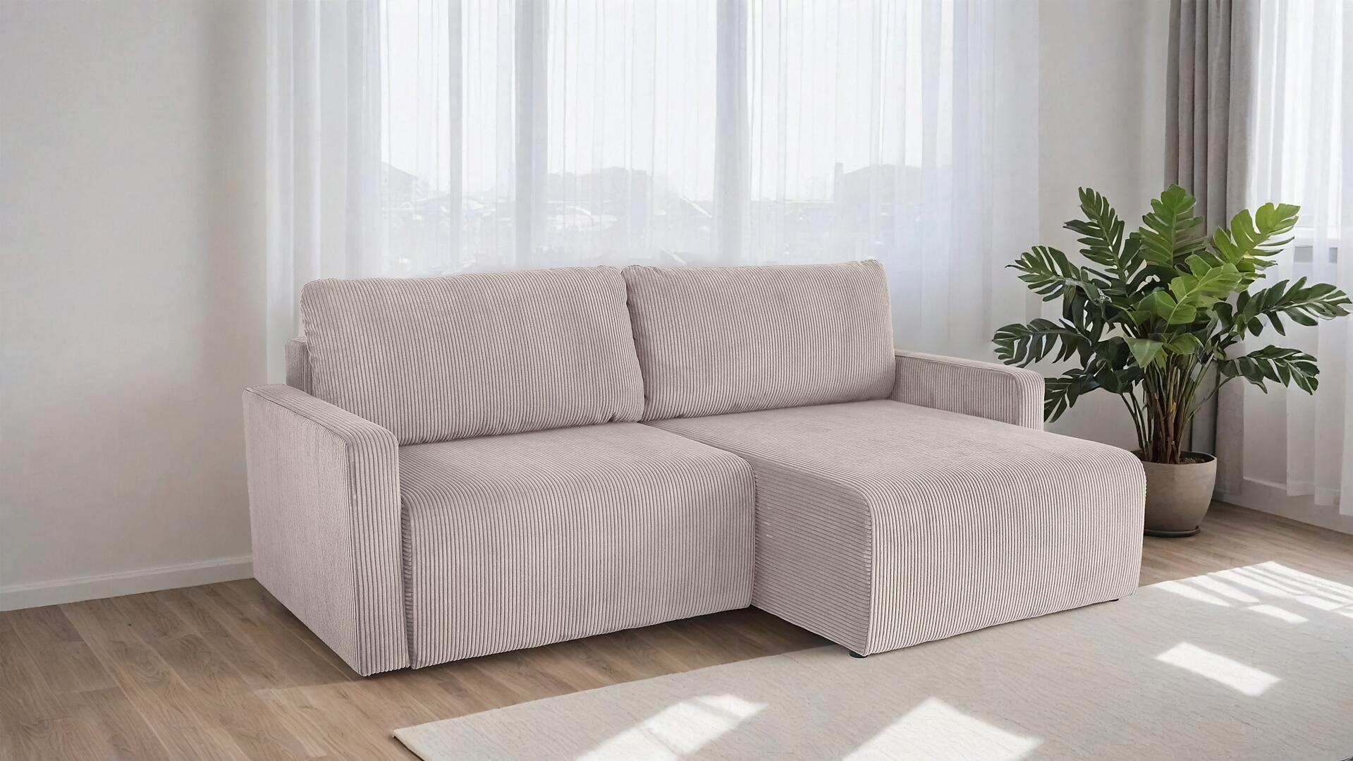Ecksofa mit Bettfunktion und Bettkasten Microfaser B/H/T: ca. 227x92x146 cm