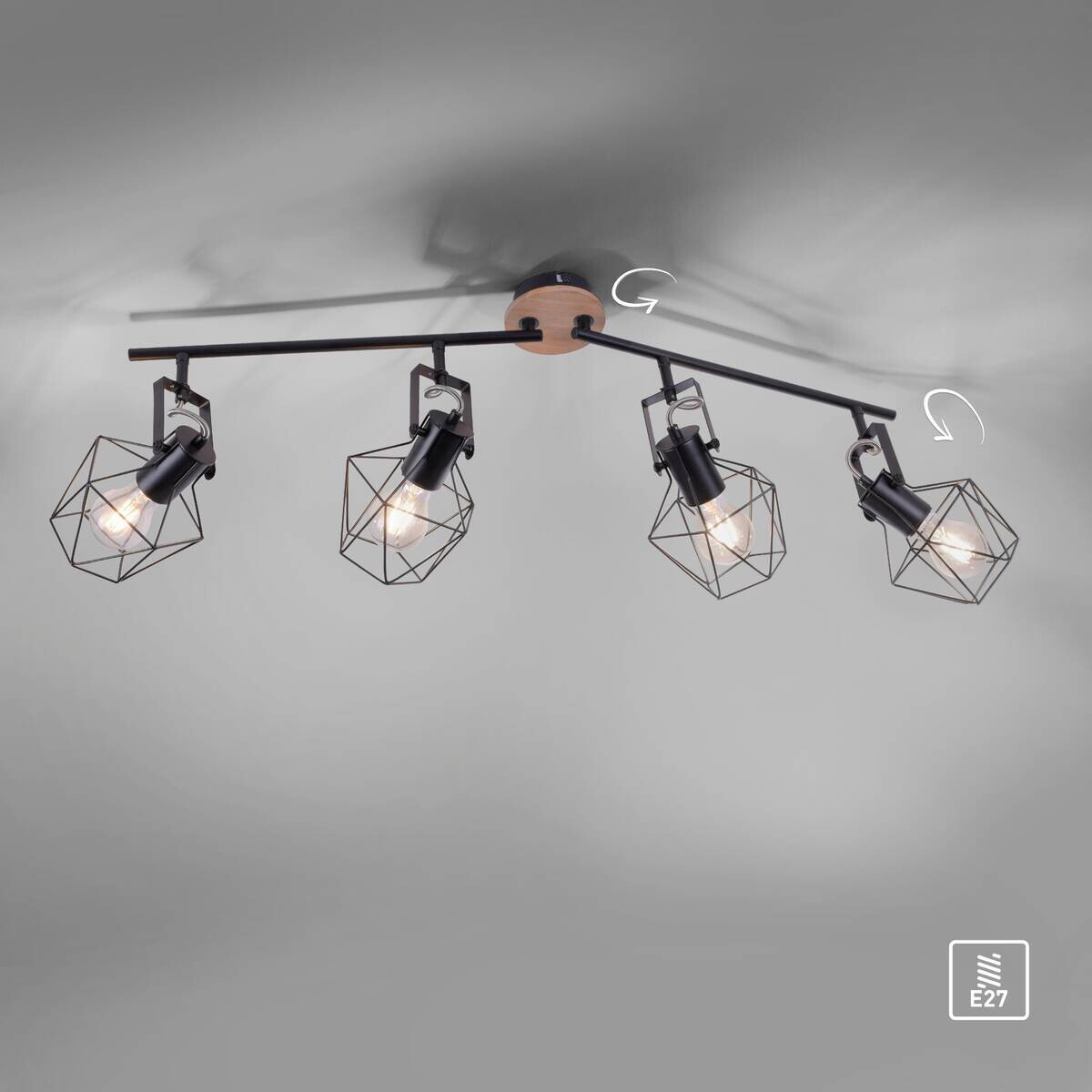 Just Light Spotbalken Jaro Metall B/H/L: ca. 68x31x110 cm E27 4 Brennstellen