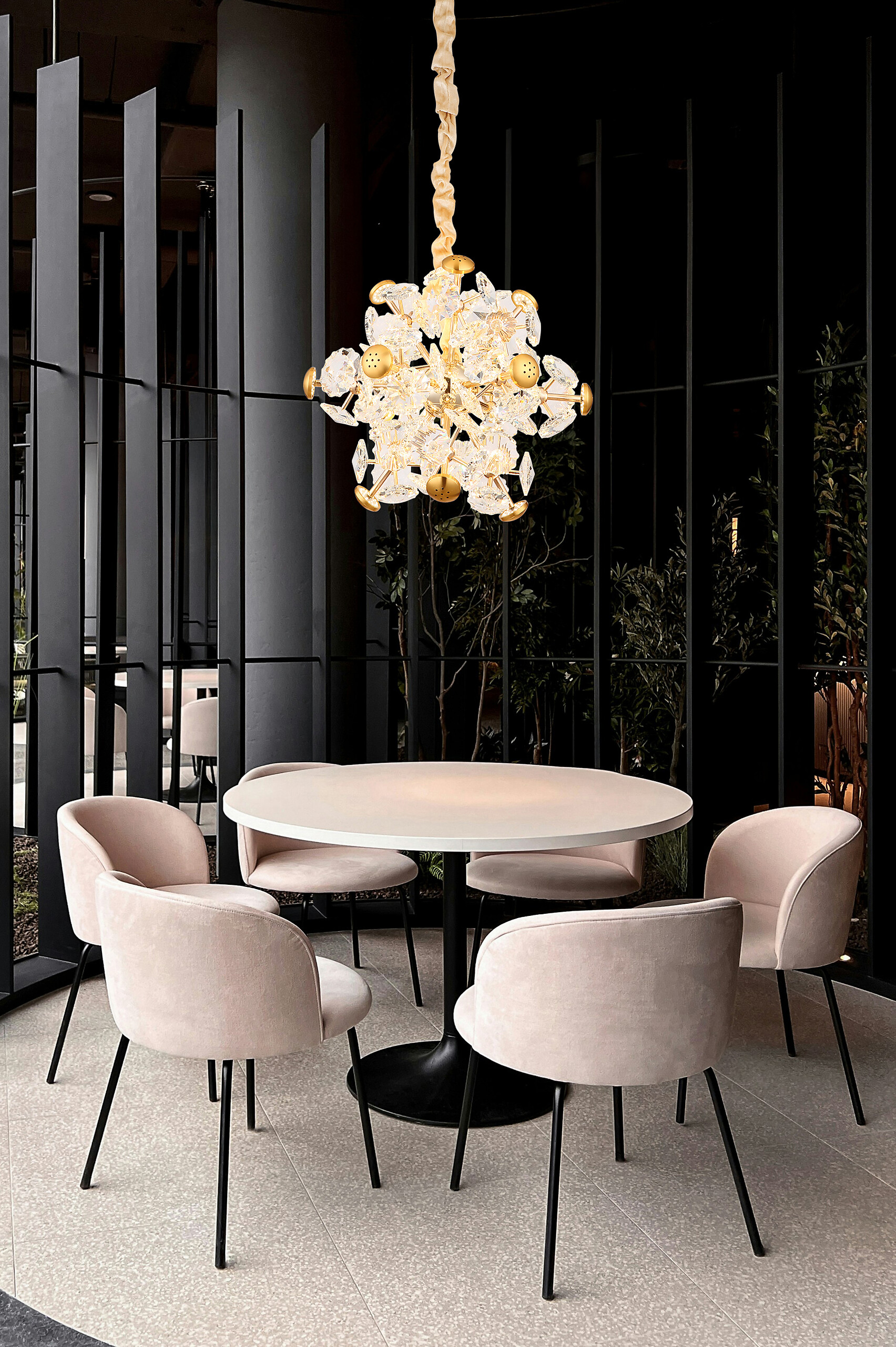 GLOBO Pendelleuchte gold klar Metall Glas H/D: ca. 120x40 cm 1.0 Brennstellen