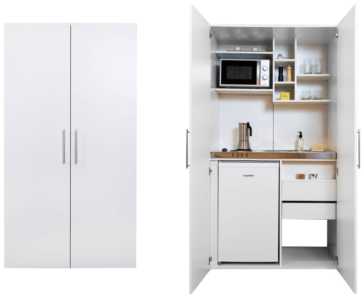 Respekta Schrankküche Economy weiß matt B/H/T: ca. 104x193x67 cm