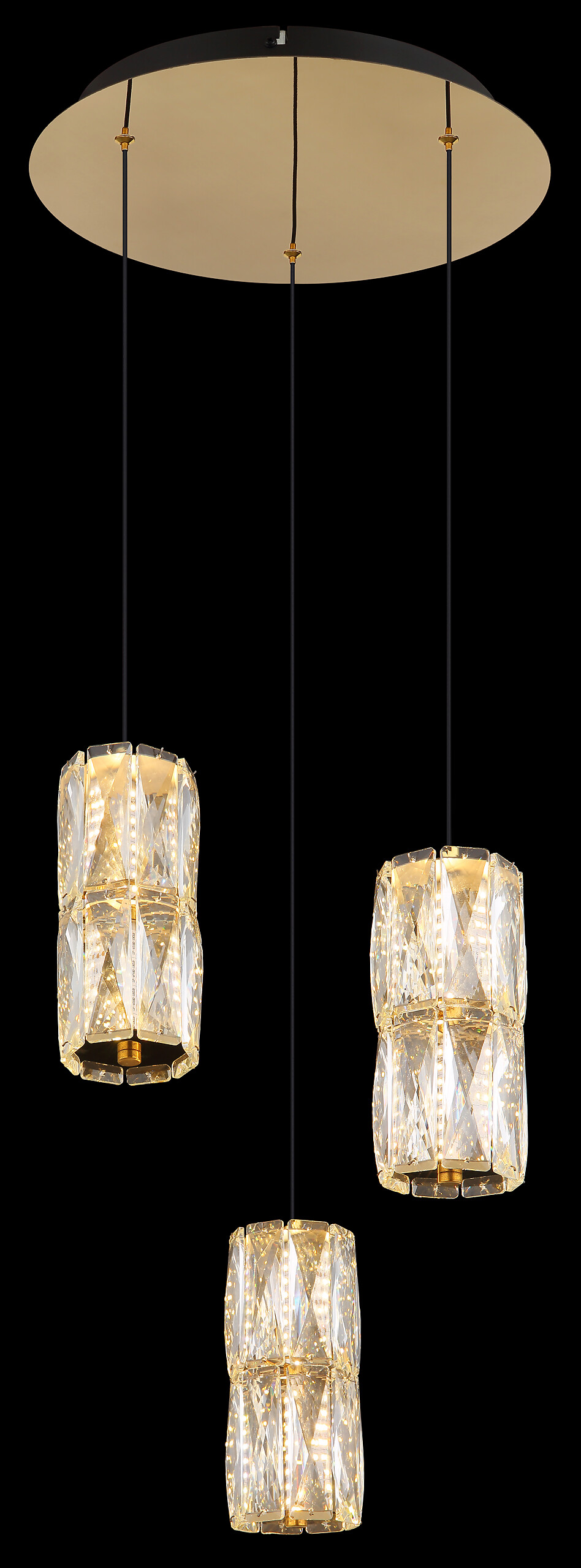 GLOBO Pendelleuchte mattschwarz klar gold Glas Metall H/D: ca. 150x36 cm 1.0 Brennstellen