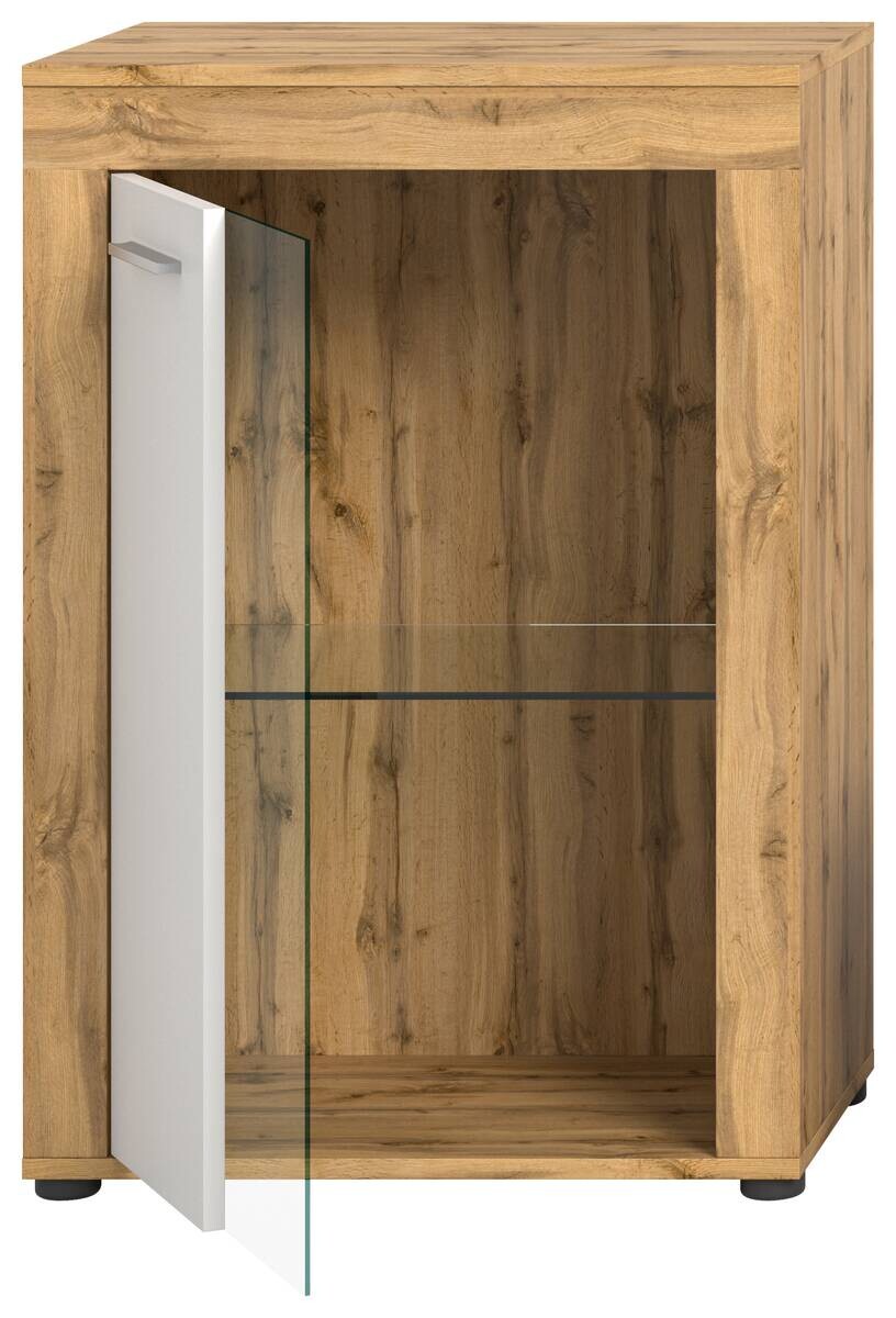 Vitrine Jam Eiche Wotan Nachbildung weiß B/H/T: ca. 60x86x35 cm