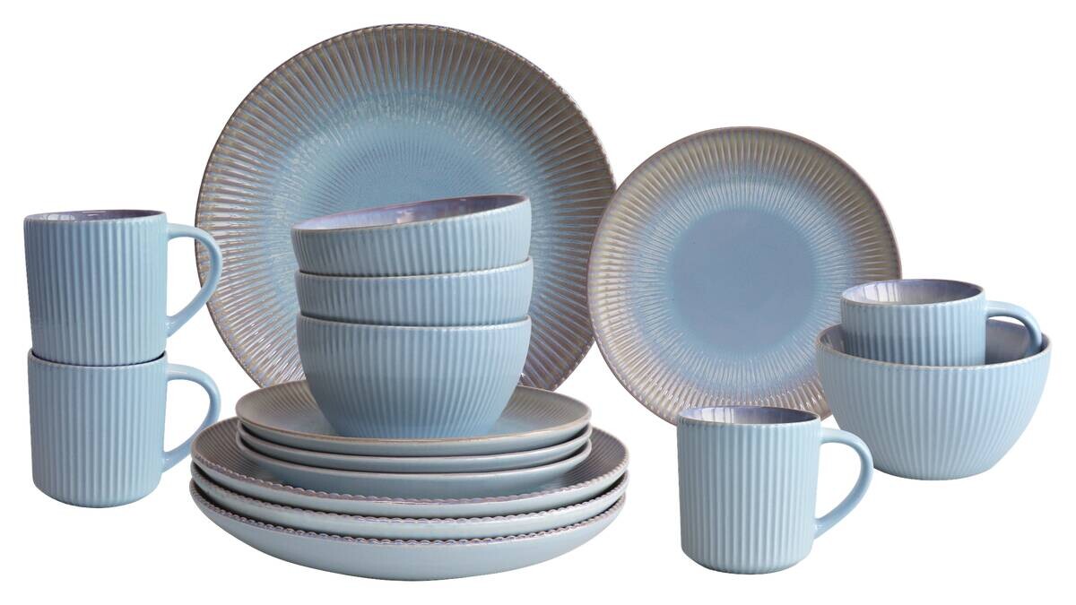 POCOline Kombiservice hellblau Steingut 16 tlg.