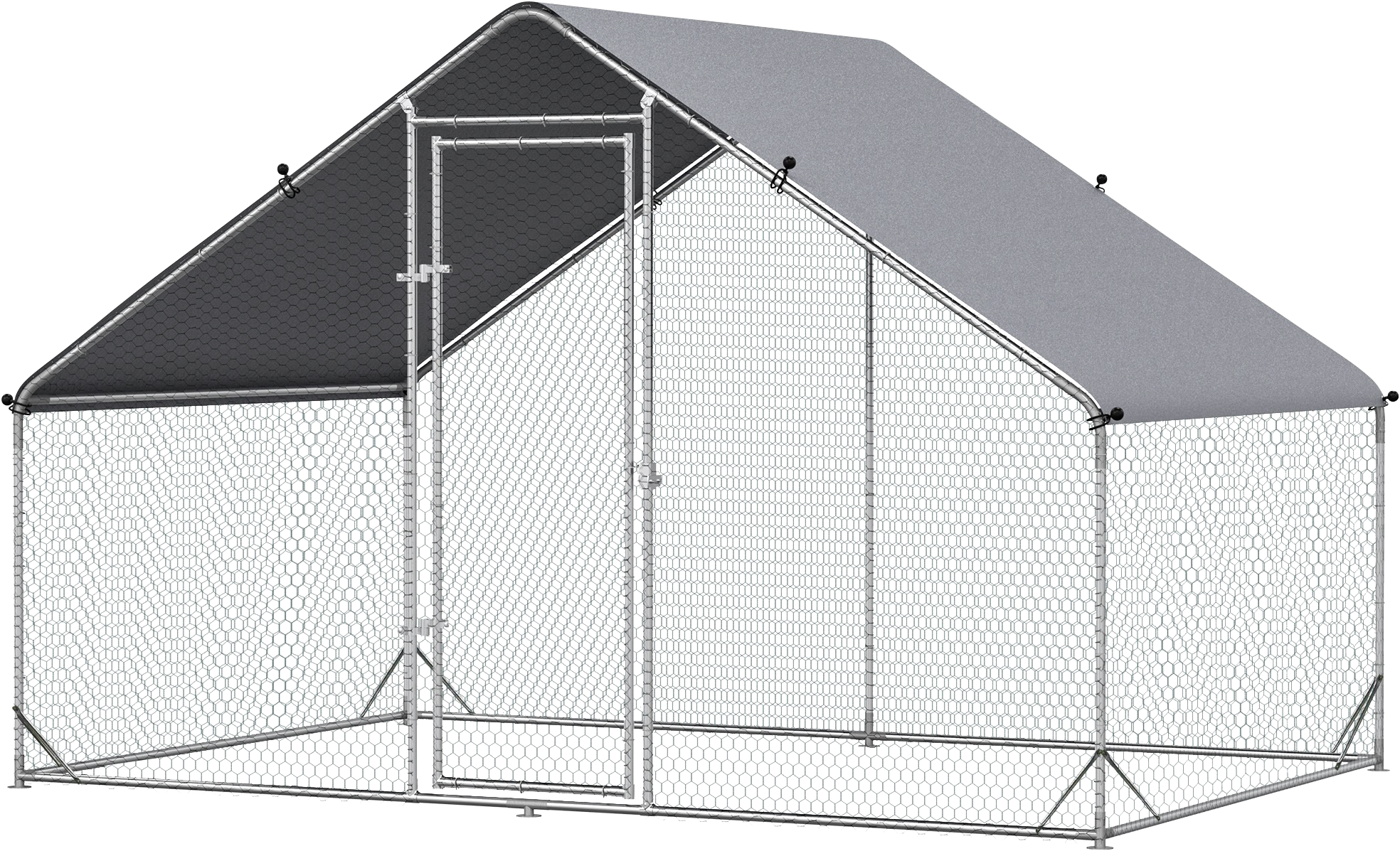 PawHut Hühnerstall grau Kunststoff B/H/L: ca. 200x200x300 cm