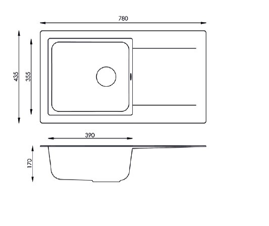 Respekta Einbauspüle Denver 78 x 44 W weiß Mineralite B/H/T: ca. 78x17x43,5 cm