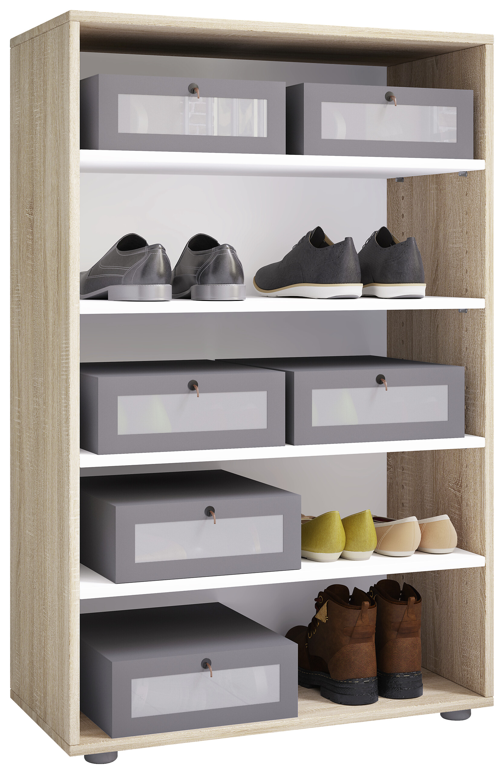 Schuhregal Lona Eiche Sonoma Nachbildung weiß B/H/T: ca. 70x110x37 cm