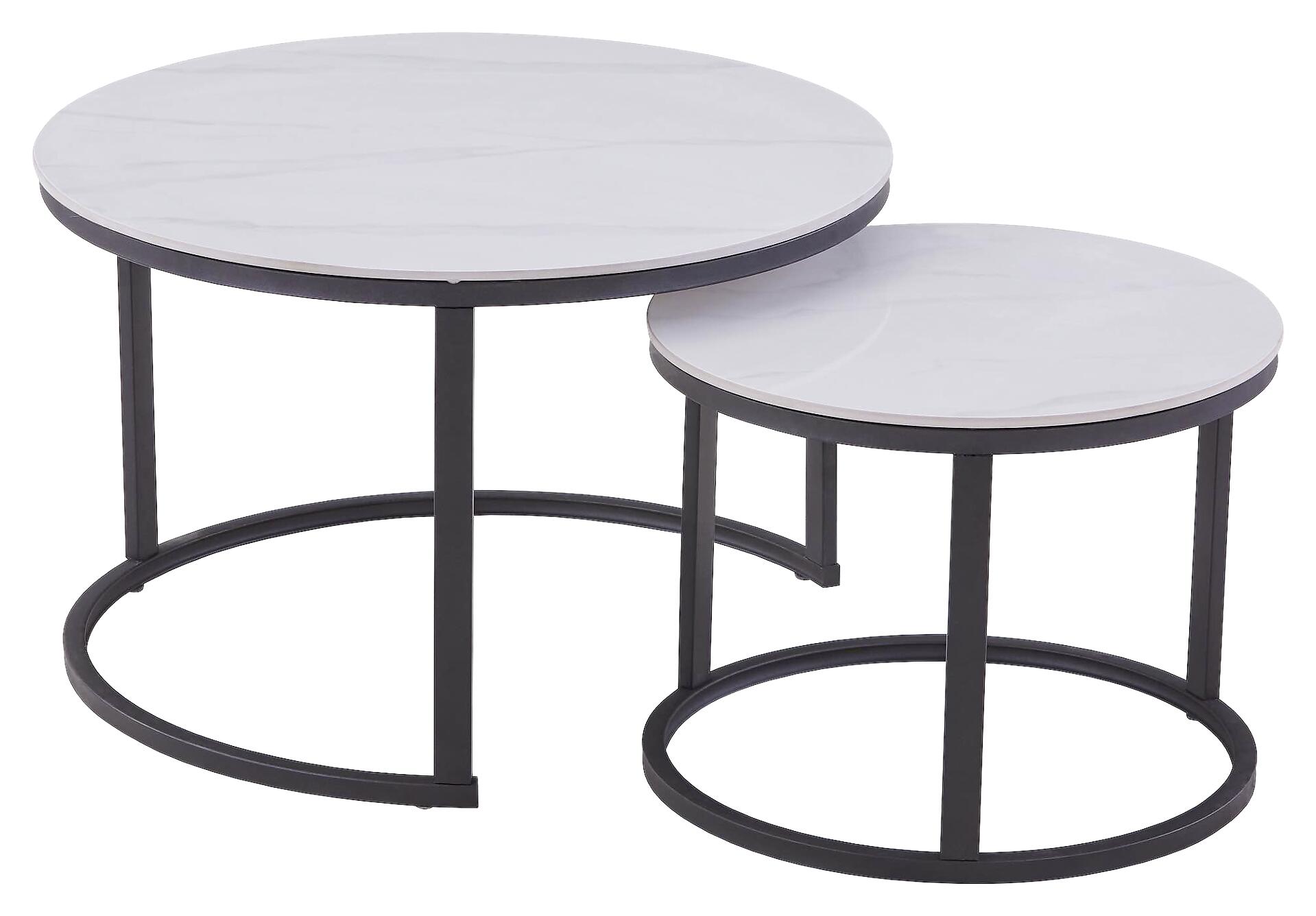 Couchtisch C680W-Couple weiß schwarz Keramik Metall B/H: ca. 70x45 cm