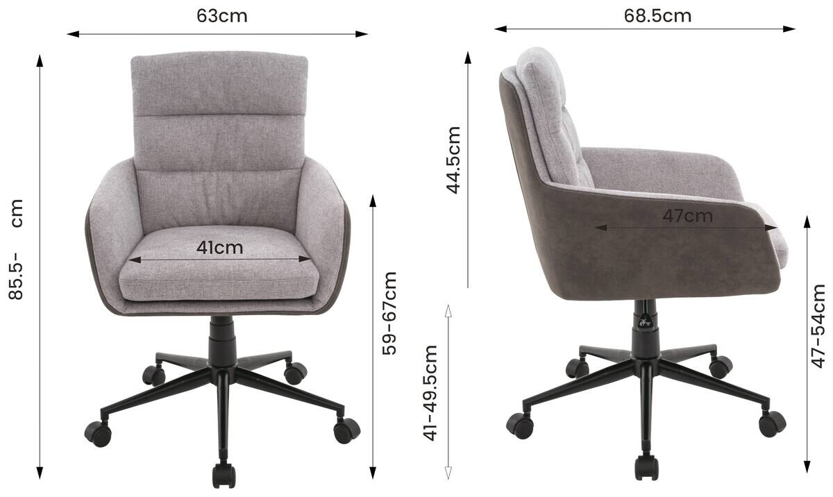 Drehstuhl Hannah grau Stoff