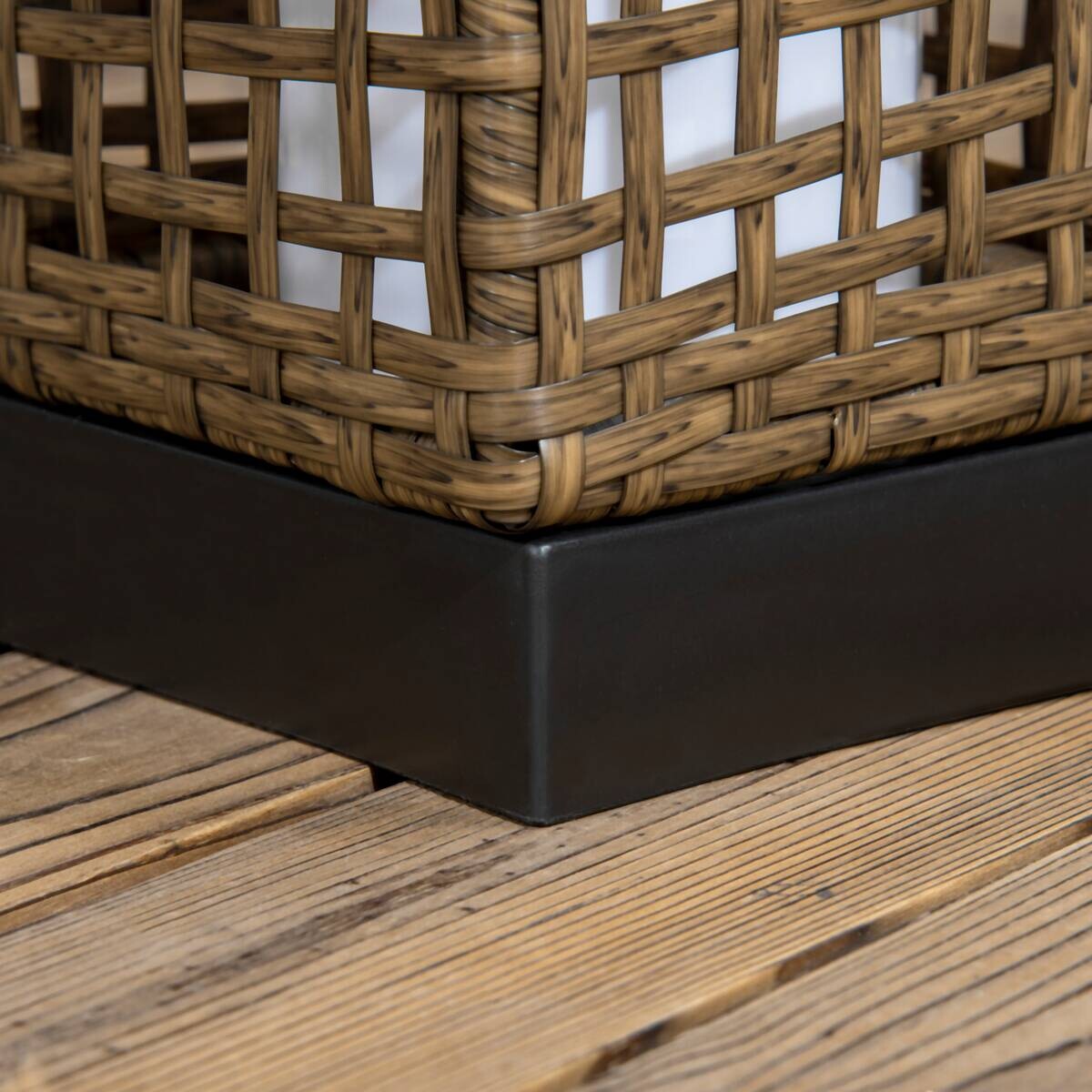 Solarleuchte sand Polyrattan Edelstahl Polypropylen B/H/L: ca. 15,5x15,5x46 cm