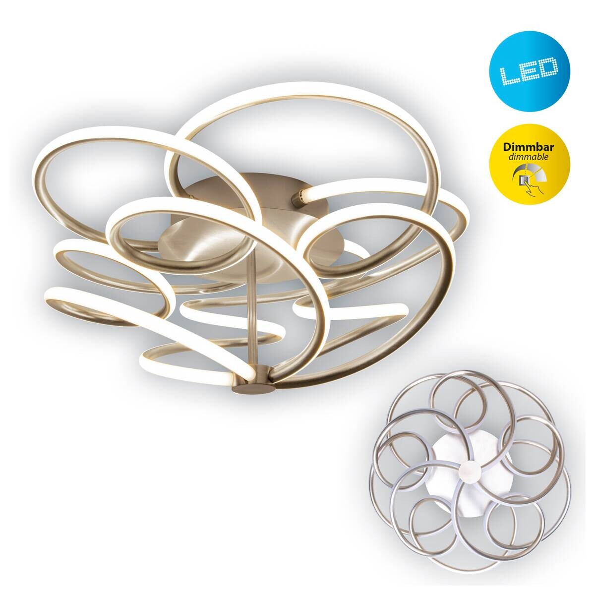 Näve Leuchten Deckenleuchte 1386850 stahlfarbig Kunststoff Metall B/H/T: ca. 57x20x57 cm null 5 Brennstellen