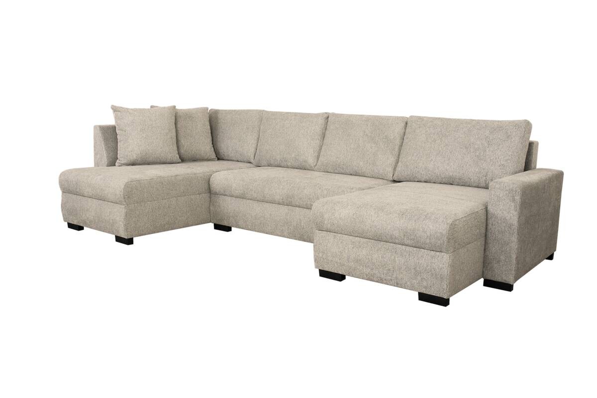 Wohnlandschaft beige Microfaser B/H/T: ca. 312x90x169 cm