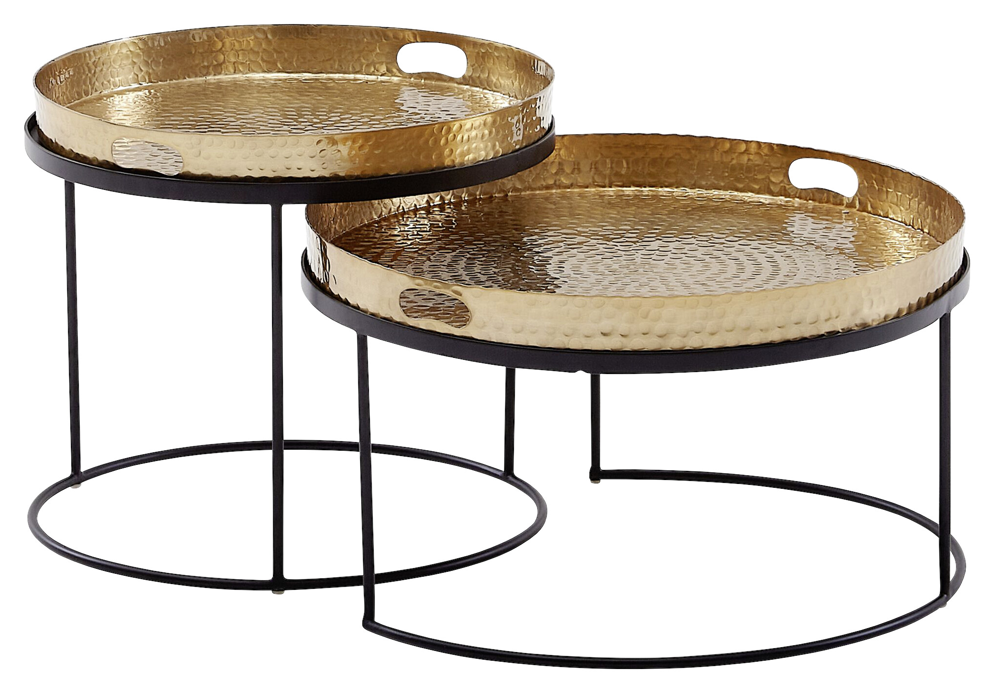 Wohnling Couchtisch 2er-Set. schwarz gold B/H/T: ca. 56x33x56 cm