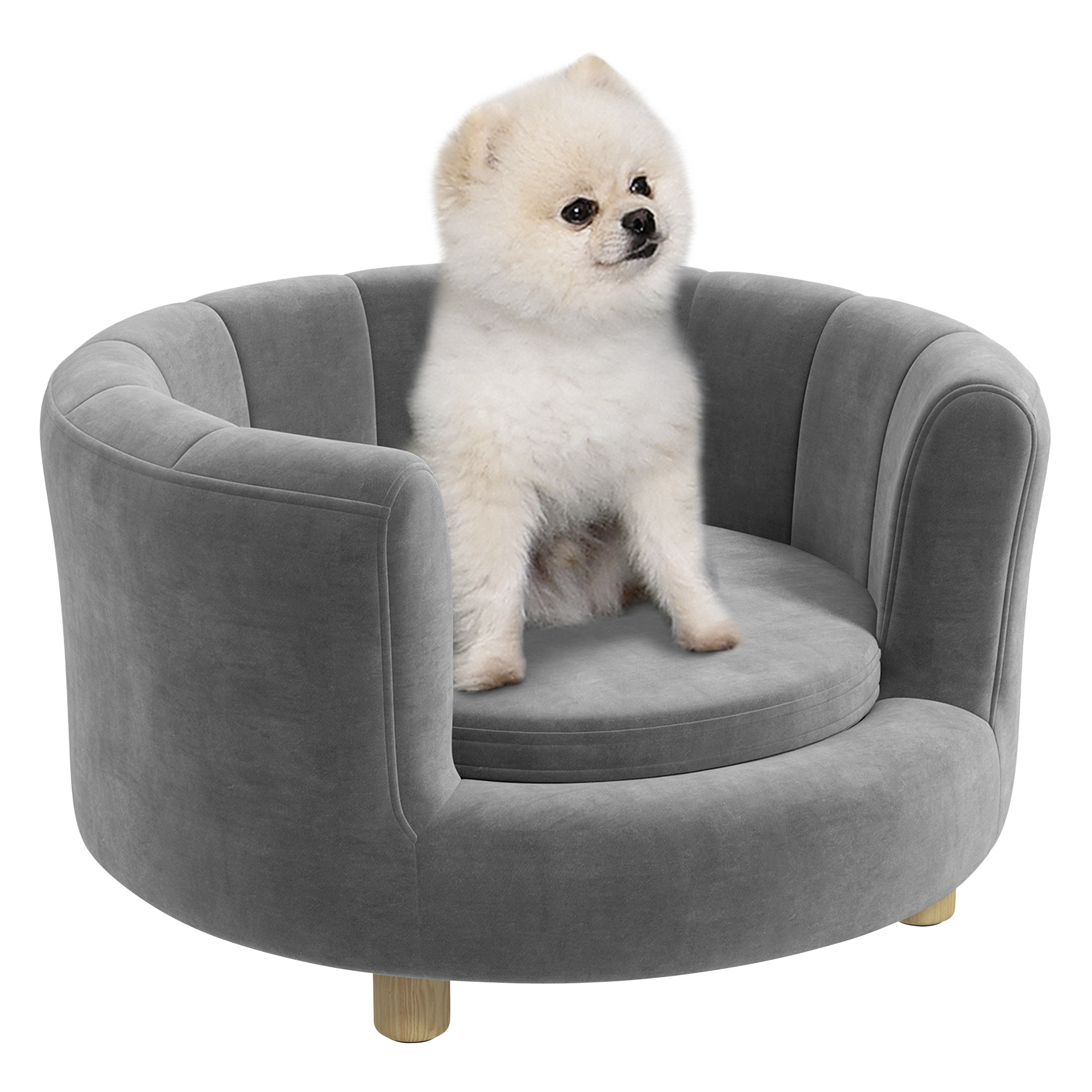 PawHut Hundesofa grau Polyester B/H/L: ca. 64x37x65 cm