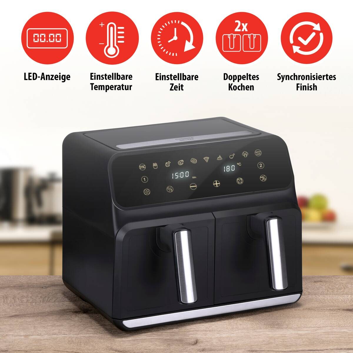 alpina Heißluftfritteuse 871125224012 schwarz Kunststoff B/H/L: ca. 38x36x32 cm ca. 8 l