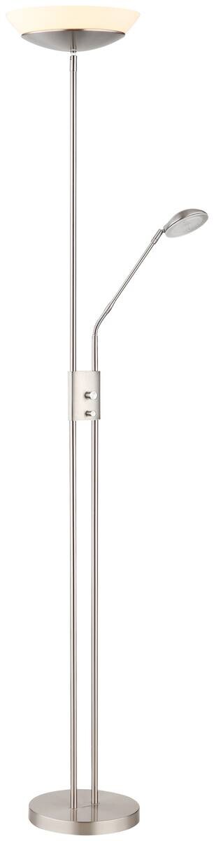 GLOBO Deckenfluter nickel matt Metall Kunststoff Glas B/H/D: ca. 57x180x29 cm