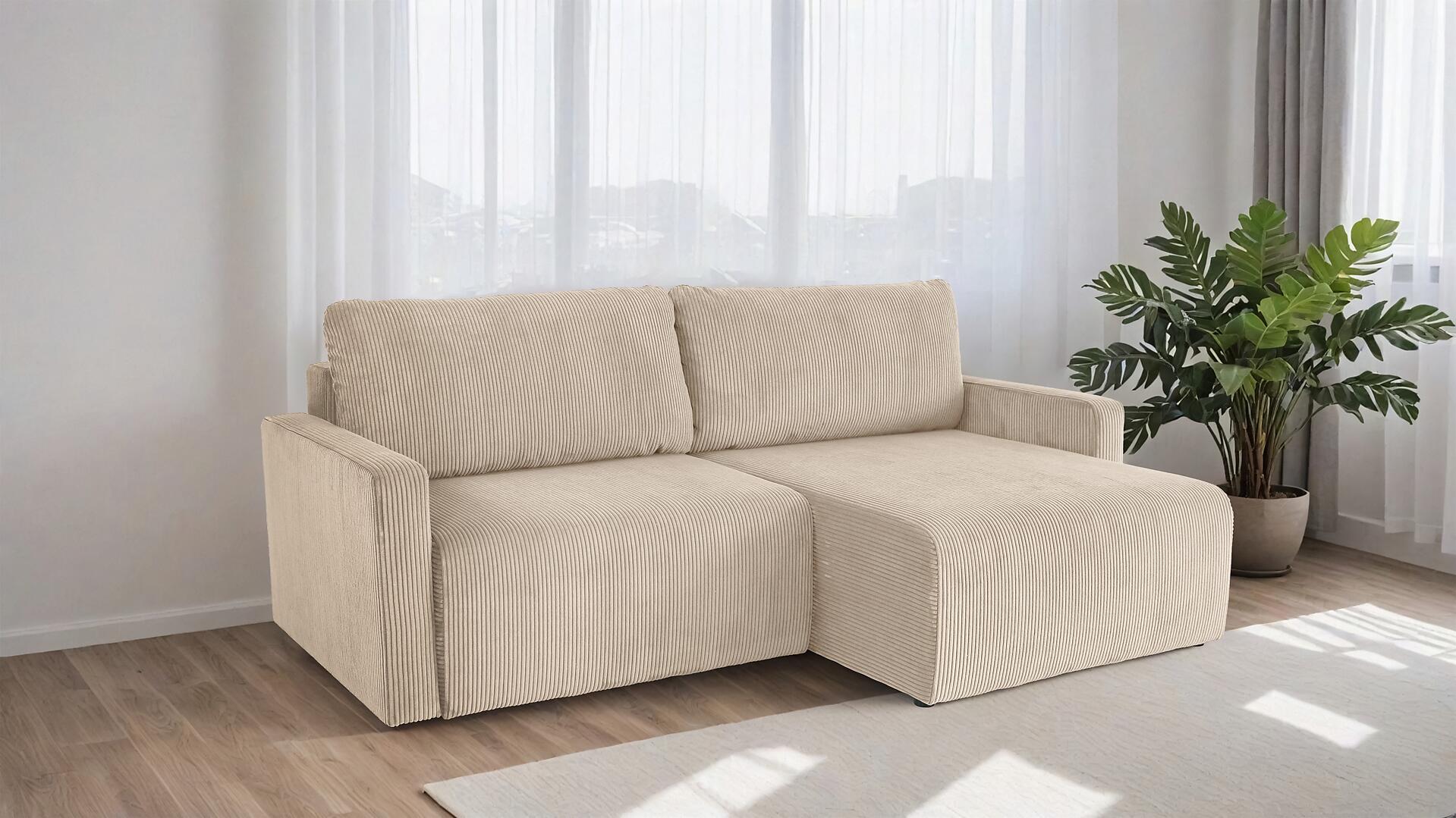 Ecksofa mit Bettfunktion und Bettkasten Microfaser B/H/T: ca. 227x92x146 cm