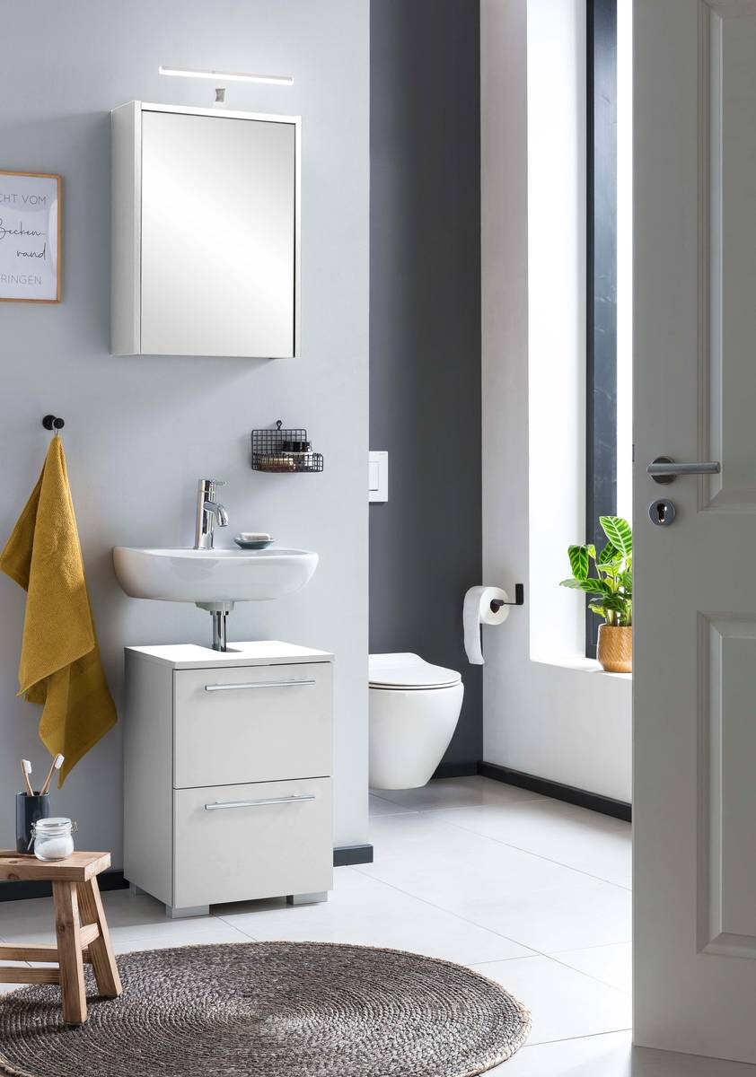 Waschbeckenunterschrank Carlos perlweiß Optik B/H/T: ca. 40,2x59,1x35 cm