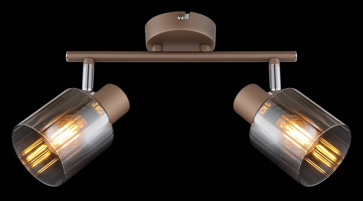 GLOBO Spot Walton 2 klar Rauch kaffee Glas Metall B/H/L: ca. 8x15x26 cm E14 2 Brennstellen