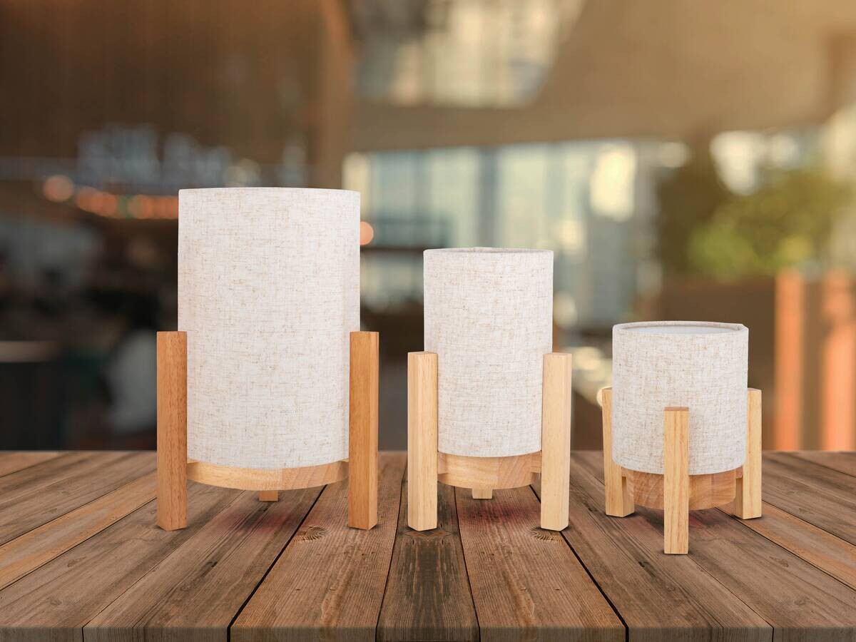 Näve Leuchten Tischleuchte 5305227 natur Holz Textil B/H/T: ca. 16,2x25x16,2 cm null 1 Brennstellen
