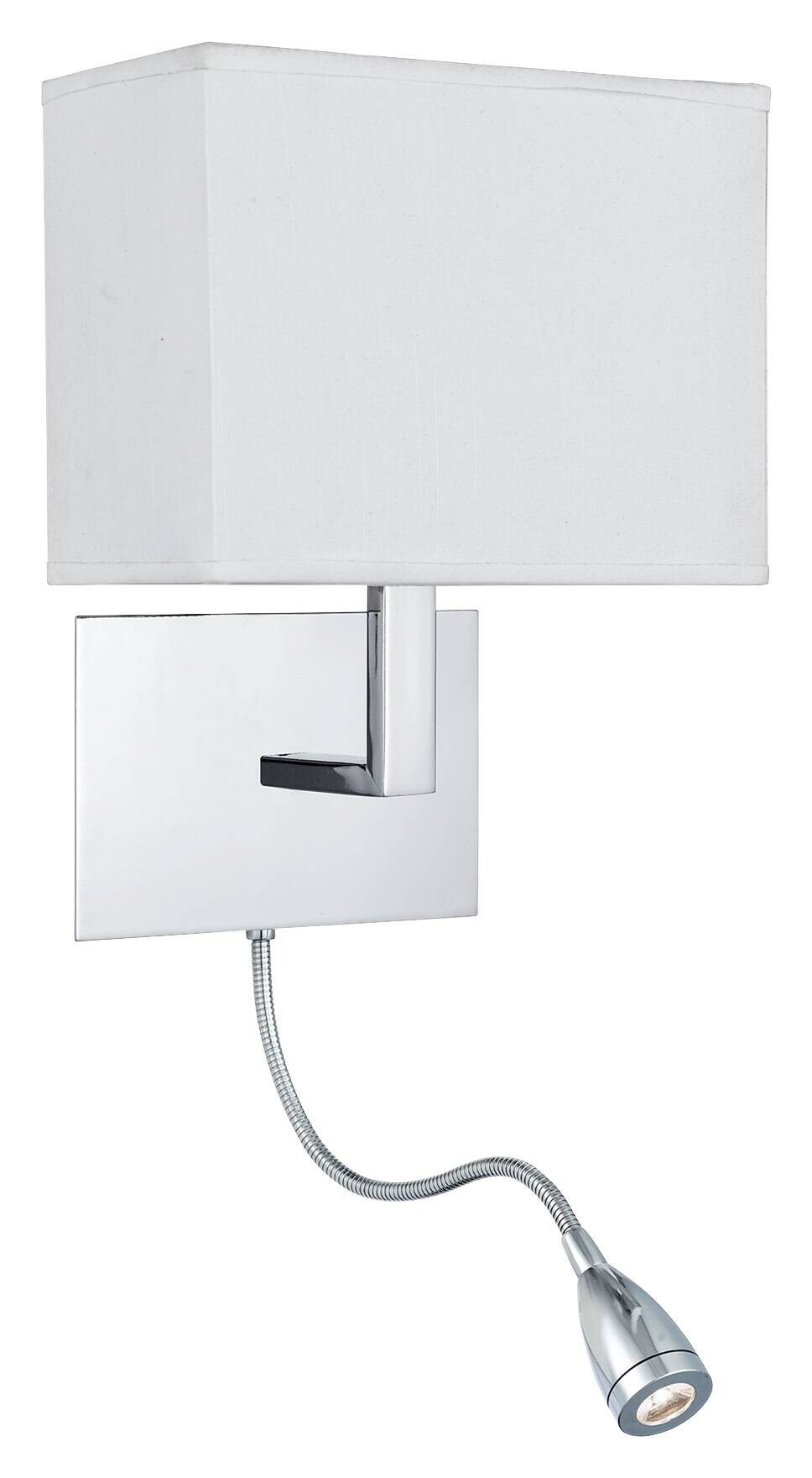 Searchlight Wandleuchte Hotel weiß Chrom Textil Stahl B/H/T: ca. 20x55,5x13,5 cm E27 1 Brennstellen