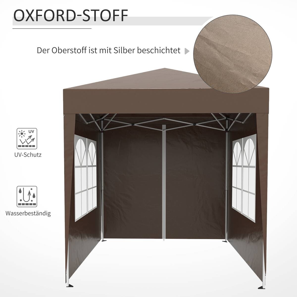 Outsunny Faltpavillon braun Stoff B/H/L: ca. 200x240x200 cm