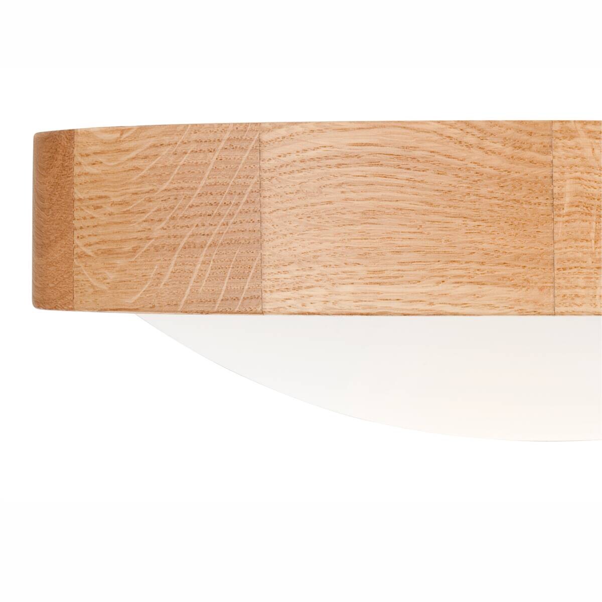 Lamkur Deckenleuchte Anello Eiche Glas Holz H/L: ca. 8x27 cm E27 1 Brennstellen