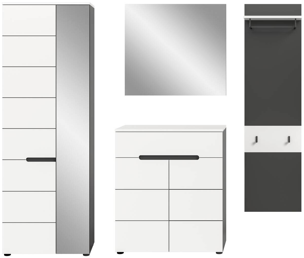 Garderobe Canu basaltgrau Nachbildung weiß B/H/T: ca. 220x190x37 cm